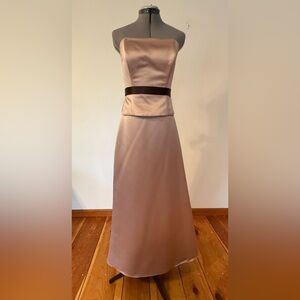 Wtoo Tan and Brown Strapless Two-Piece Formal Dress